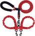 Double Dog Leashes Rope, Reflective Leash with Two Shock Absorbing Bungee Training Leashes for Two Dogs