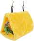 Pet Bird Nest Hammock Hanging Cave Plush Snuggle Tent Bed, Yellow (Medium 9"x 5.31"x 6.3")