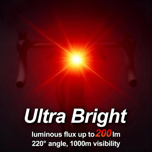 200 300 8 4 IP66 Cruxer Ultra Bright Bike Tail Light Lumen Compact Bicycle Rear Light, USB-C Rechargeable, Smart Brake