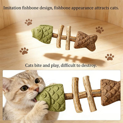 Eralivmart 3PCS Cat Dental Toys Health Chew Creative Fishbone Shape Teething with Catnip Fix Your Cats Health Natural