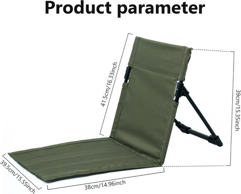 Comebachome 500g Foldable Beach Chair with Back Rest, Portable Sunbathing Recliner, Heavy Duty, Dark Green