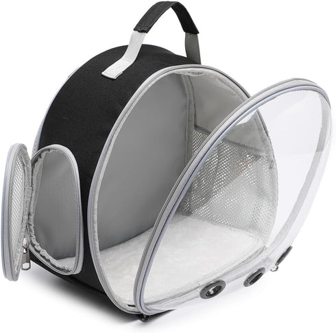 Small Animal Carrier Backpack - Space Capsule Bubble Window Carrier for Lizard & Guinea Pig (Black)