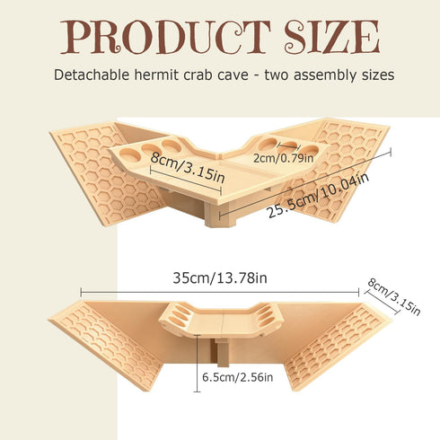 TYZEMKO 3-in-1 Hermit Crab Cave Hideout, Underground Tunnel & Climbing Toys, Reptile Tank Accessories Habitat Decor