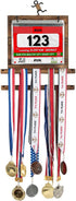 25 MK503A J JACKCUBE DESIGN Wood Marathon Medal and Race Bibs Display Hanger Holder Include Race Bibs Flip Pouches