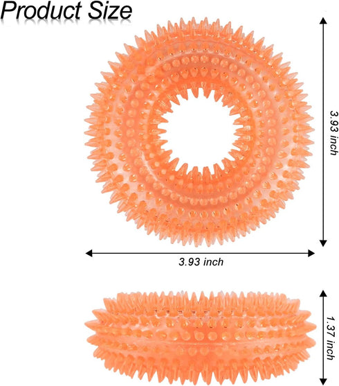 Andiker Squeaky Dog Toy, TPR Chewable Dog Toys for Teeth Grinding & Cleaning, Suitable for All Dog Sizes (Small Orange)