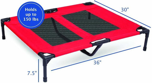 Internet's Best Elevated Dog Bed - Medium - Red - 30 x 24.5 - Cool Breathable Mesh - Indoor/Outdoor Use