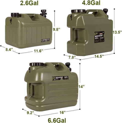 Water Container with Spigot, Portable Green Bucket for Camping, Hiking, Picnic, BBQ, 4.8Gal PE Storage Carrier (Green)