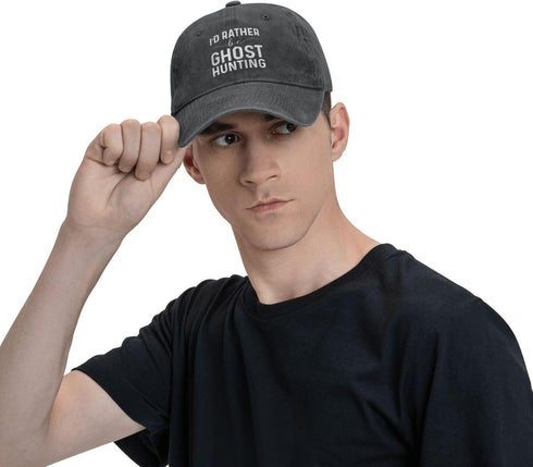 Funny Cap I'd Rather Be Ghost Hunting, Cute Women Baseball Cap Hat