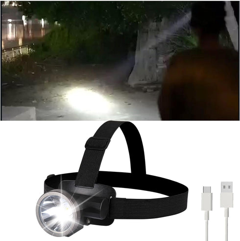 Lightweight Mini Headlamp, Bright LED Rechargeable Flashlight with IPX5 Waterproof, 90° Adjustable for Hiking Running