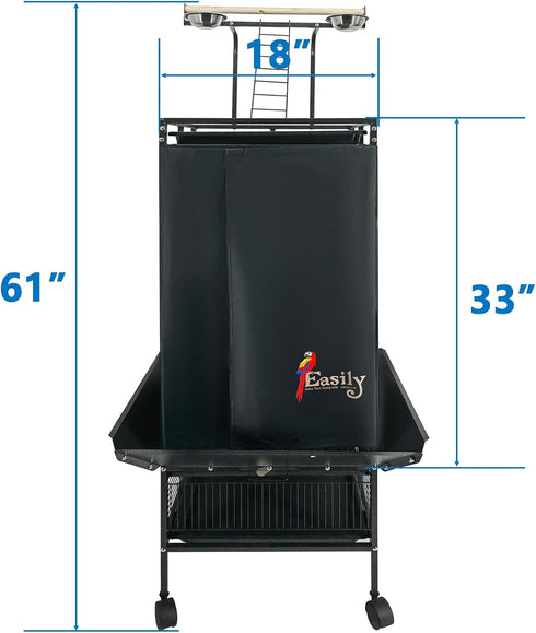Easily 61" Good Night Bird Cage Cover for Large Bird Cage with Play Top with Storage Pocket