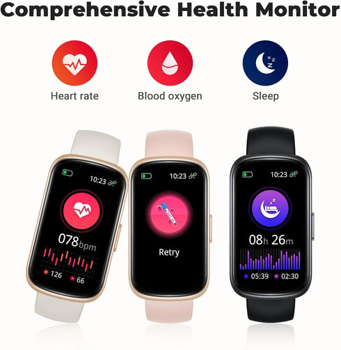 Fitness Tracker Watch with Heart Rate Monitor, Smart Watch for Women Men, 3ATM Waterproof, Sleep Monitor, Calorie