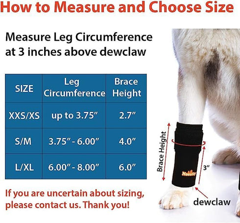 NeoAlly Dog Leg Brace for Improved Mobility, Small to Medium, Black, 1 Pair, Reflective Straps