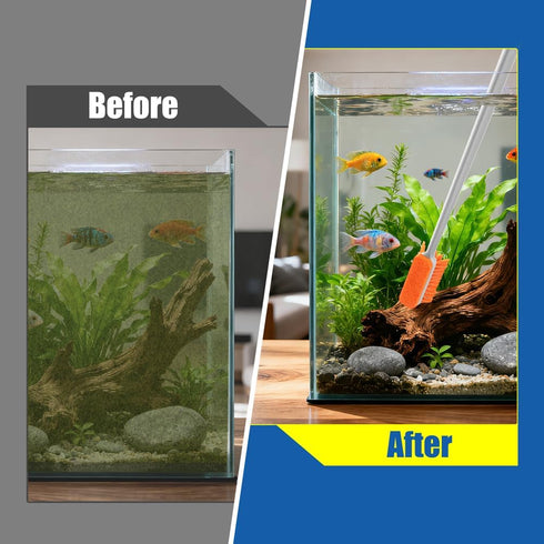 DaToo Small Glass Aguarium Cleaning Tool Algae Scraper for Acrylic Aquariums Fish Tank Cleaner Brush (Longer Size)