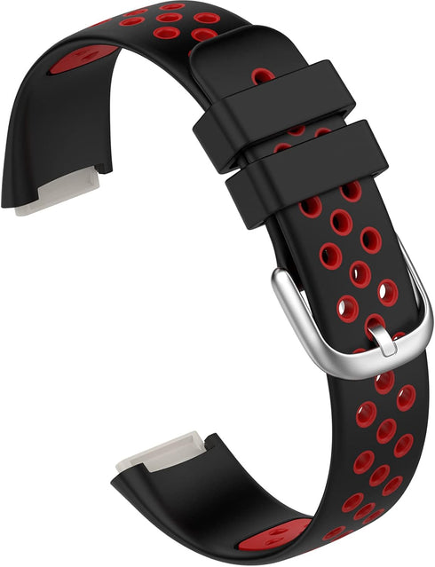 NINKI Compatible Sport Fitbit Luxe Bands for Women Silicone (Black+Red),Soft Breathable Strap Bracelet Cute Small Fitbit Luxe Replacement Bands for Fitbit Luxe Watch Band Waterproof Men Large Girl