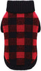 Red Dog Sweater, British Plaid Knitted Xmas Holiday Turtleneck for Large Dogs, X-Large (XL) 20" Back Length