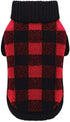 Red Dog Sweater, British Plaid Knitted Xmas Holiday Turtleneck for Large Dogs, X-Large (XL) 20" Back Length