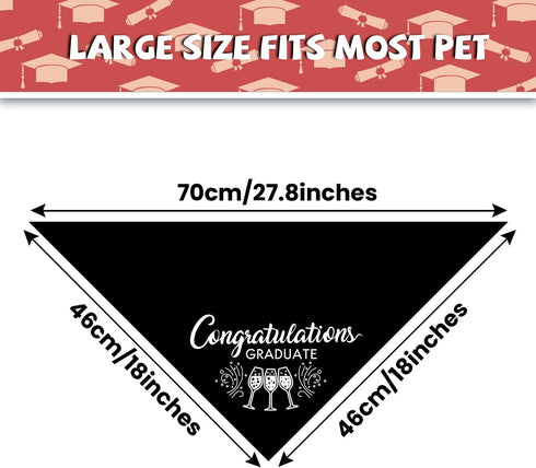 Whaline 2 Pack Graduation Dog Bandana, Reversible Triangle Bibs Adjustable Pet Kerchief Scarf for Everyday Wear
