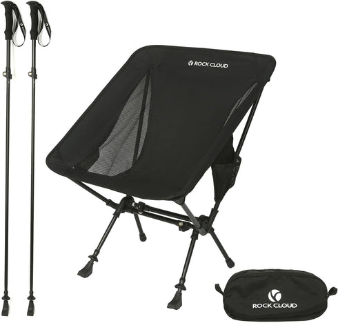 ROCK CLOUD Portable Camping Chair Ultralight Folding Chairs and Trekking Pole 2