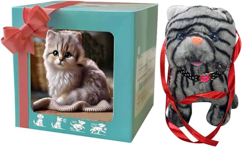 Faygeal Interaction Robotic Plush Cats Toy with Intelligence Sensors and Traction Rope for Craw Learning Lovely Comfort