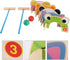 TOYANDONA Cartoon Wooden Animal Croquet Set - Interactive Family Game with Croquet Wood Mallets for Kids