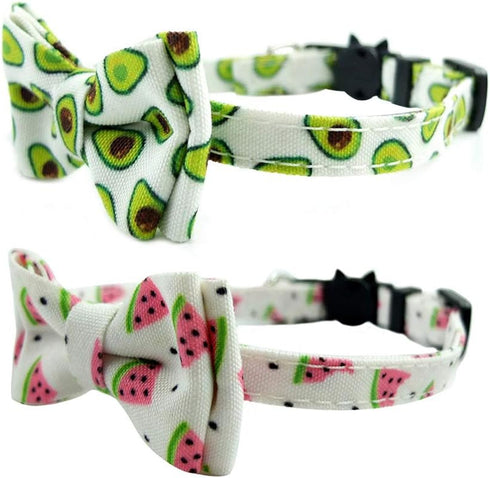 Cat Collar Breakaway with Bell and Accessories, Adjustable Printing Kitten Bowtie Collar for Kitty, 19 Colors