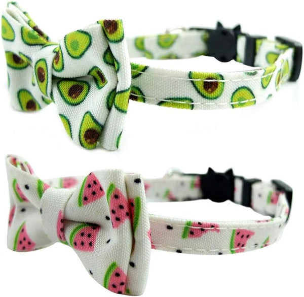 Cat Collar Breakaway with Bell and Accessories, Adjustable Printing Kitten Bowtie Collar for Kitty, 19 Colors