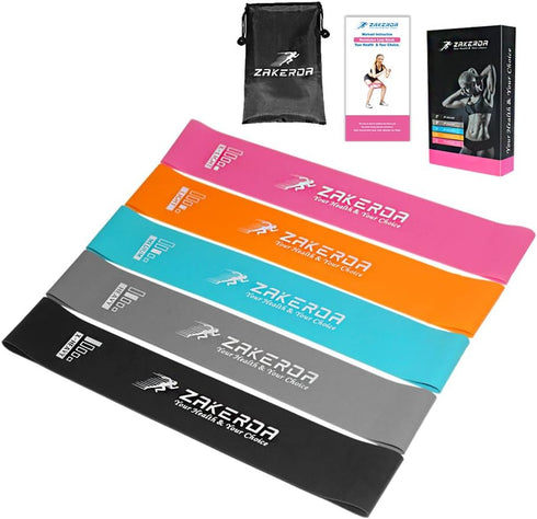 Resistance Loops Exercise Booty Bands Set of 5 for Home Fitness, Pilates, and Yoga Training