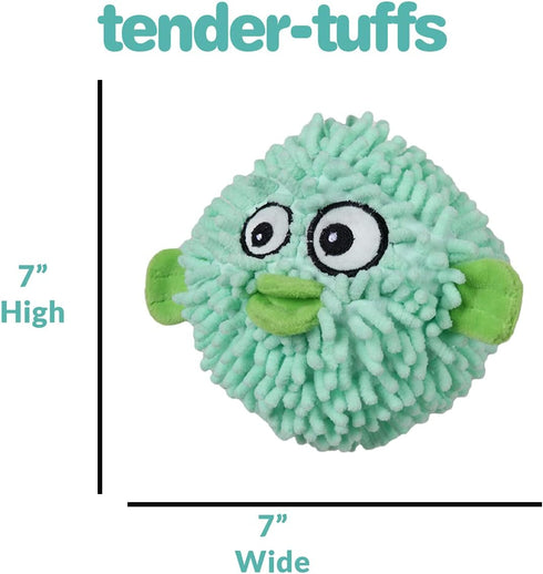 SmartPetLove Snuggle Puppy Tender-Tuffs Ball, Round Pufferfish Tough Dog Toy with Squeaker