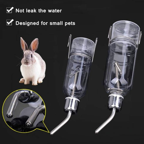 2 Pcs Small Pet Water Bottle No Drip, 6 Oz & 12 Oz Dispenser for Small Animals like Rabbits and Guinea Pigs