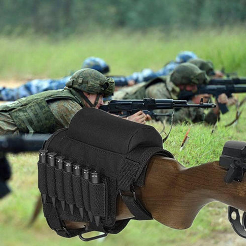 Rifle Buttstock Tactical Cheek Rest Pad with Ammo Pouch and 7 Shells Holder