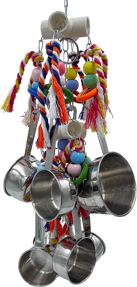 8 8 New Upgraded Metallic Pots and Multicolored Ring Toys, Pullable Stainless Steel Cups and Wooden Ring Toys for Large