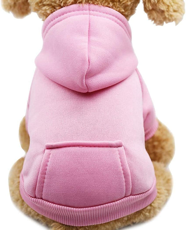 Idepet Dog Hoodies for Small Dogs, Warm Coat Jacket Vest, Autumn Puppy Outfits, Pink (L)