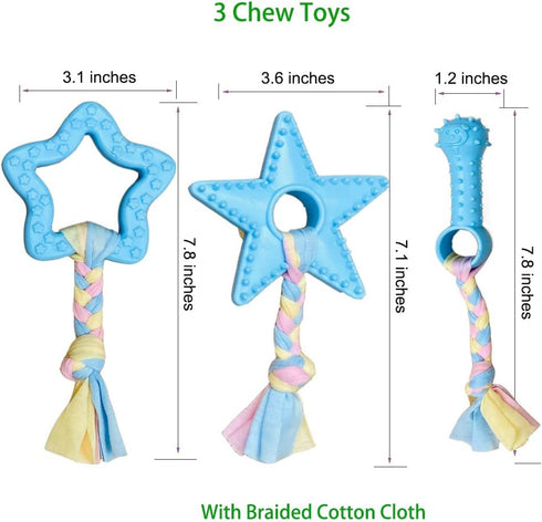 Puppy Chew Toys for Teething, Small Dogs Supplies, Blue, Corgi Size, 5 Pack