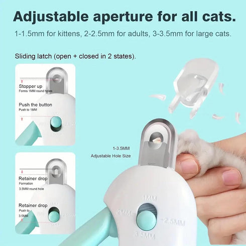 IFIAM Trimmer Adjustable Cat Nail Clipper to Avoid Excessive Cutting, Cat Nail with Nail File, Pet Nail Clippers