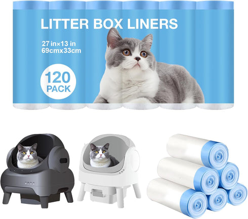 Thicken Cat Litter Bags 120 Pack, cat litter box liners, Leakproof Poop