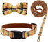 Bowtie Dog Collar and Leash Set, Classic Plaid Adjustable Collar with Removable Bow Tie for Small Medium Large Dogs