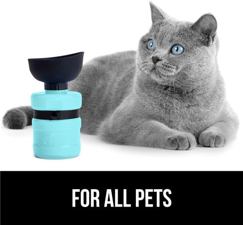 Gorilla Grip No Spill Portable Dog Water Bottle with Built-in Bowl, Food Grade Silicone Leak Proof Dispenser, Turquoise