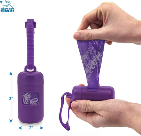 30 Pack 2 Best Pet Supplies Dog Poop Bag Holder Leash Attachment with Bags, Reusable Dispenser for Travel, Walking