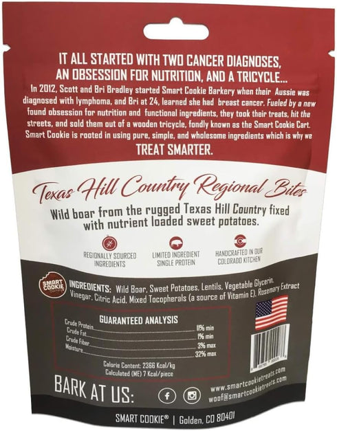 Smart Cookie All Natural Dog Treats - Wild Boar & Sweet Potato, Training Treats for Dogs