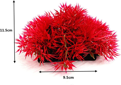 Juroicessry Red Artificial Flowers, Fake Flowers, Artificial Pine with Base Grass Fish Tank Ornament Aquatic Plant