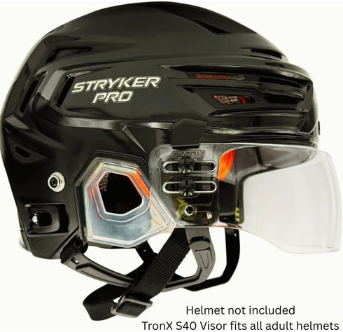 TronX S40 Vented-Cut Hockey Helmet Clear Visor, Anti-Scratch/Anti-Fog, CE Certified