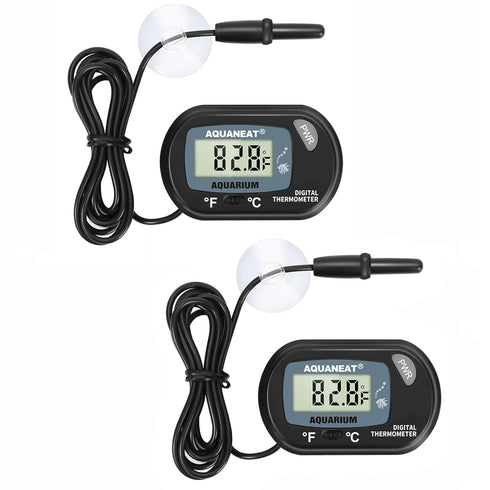 AQUANEAT 2 Pack Aquarium Thermometer, Digital Fish Tank Thermometer with LCD Display
