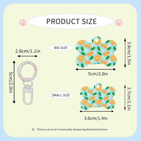 GZEKWLP Citrus Orange Slices Flowers Double Sided Pet ID Tag for Dogs and Cats, Bone Shaped Acrylic Sign with Keychain