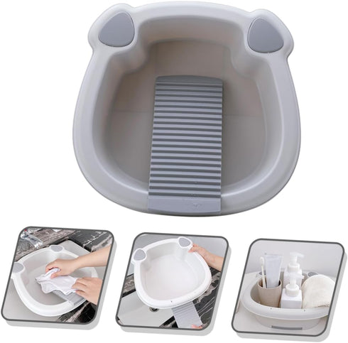 1set Healeved Boy Girl Wash Basin Integrated Washboard Portable Cleaning Basin for Camping Hiking Picnicking for Hand