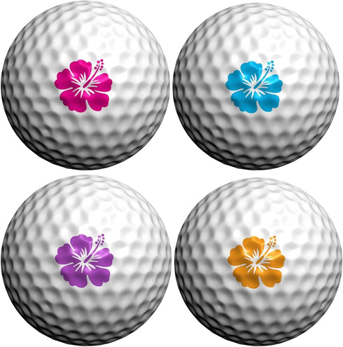 Golfdotz Golf Ball Markers, Unique Golf Ball Stamps and Stickers, Durable Golf Ball Decals, Hawaiian Hibiscus (32 Count)