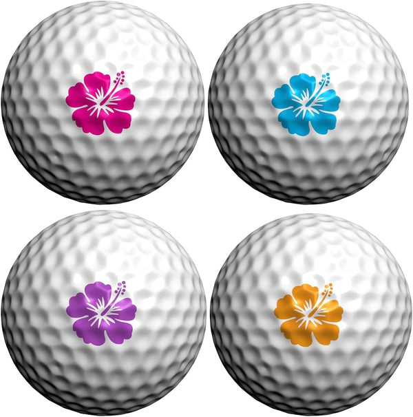 Golfdotz Golf Ball Markers, Unique Golf Ball Stamps and Stickers, Durable Golf Ball Decals, Hawaiian Hibiscus (32 Count)