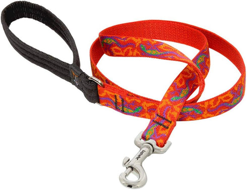 LupinePet Originals 3/4" Go Go Gecko Padded Handle Leash, 4-foot for Medium and Larger Dogs