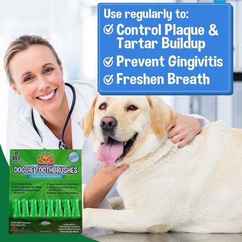 Bodhi Dog Finger Toothbrush - 8 Count for Dogs & Cats with Soft Silicone Bristles for Easy Dental Care
