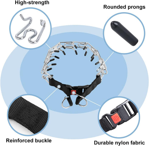 CBBPET Dog Prong Collar - Adjustable Training Collar with Quick Release Buckle for Small Medium Large Dogs