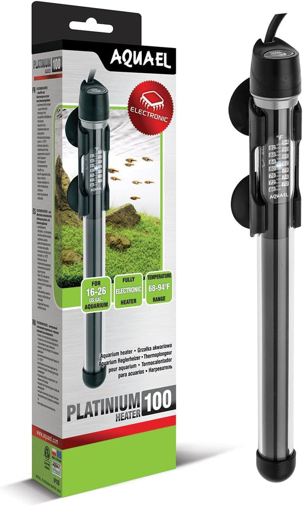 Aquael Platinium Aquarium Heater, 100 Watt, for Freshwater & Saltwater Aquariums, 16-26 Gallons